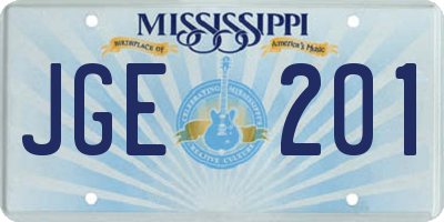 MS license plate JGE201