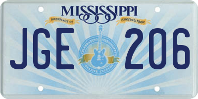 MS license plate JGE206