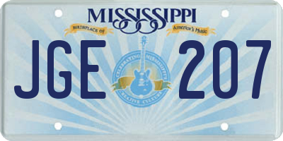 MS license plate JGE207