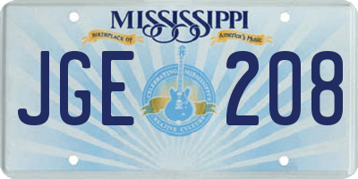 MS license plate JGE208