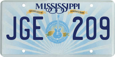 MS license plate JGE209