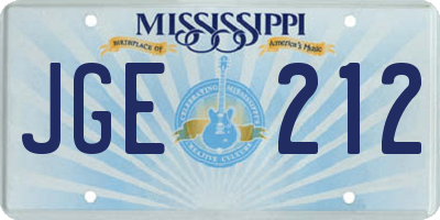 MS license plate JGE212