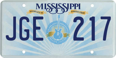 MS license plate JGE217
