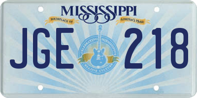 MS license plate JGE218