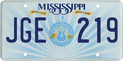 MS license plate JGE219