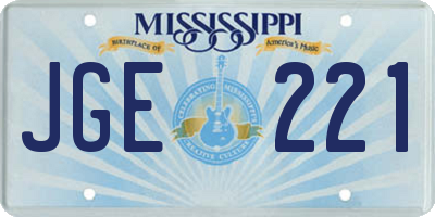 MS license plate JGE221