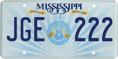 MS license plate JGE222