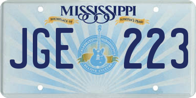 MS license plate JGE223