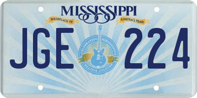 MS license plate JGE224