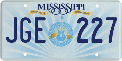 MS license plate JGE227