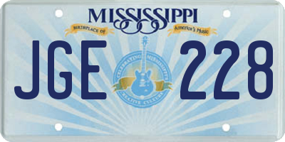 MS license plate JGE228