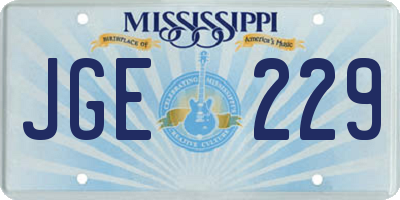 MS license plate JGE229