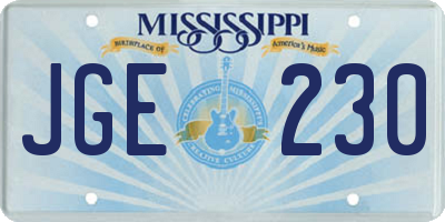 MS license plate JGE230