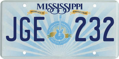 MS license plate JGE232