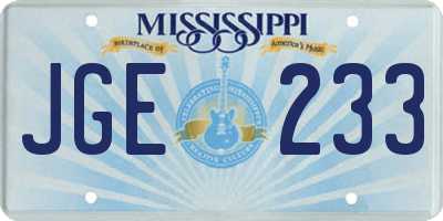 MS license plate JGE233