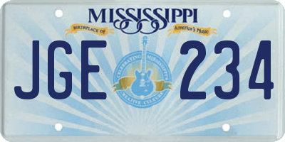 MS license plate JGE234