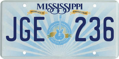 MS license plate JGE236