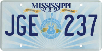MS license plate JGE237