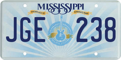 MS license plate JGE238