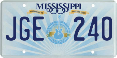 MS license plate JGE240