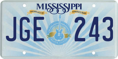 MS license plate JGE243