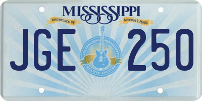 MS license plate JGE250