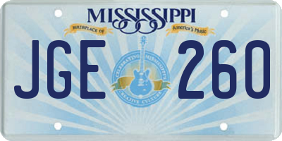 MS license plate JGE260