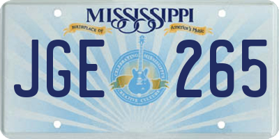 MS license plate JGE265