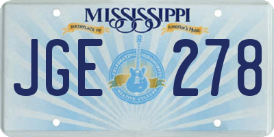 MS license plate JGE278