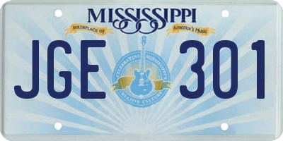 MS license plate JGE301