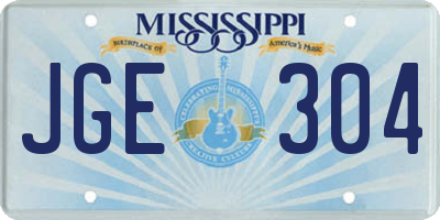 MS license plate JGE304