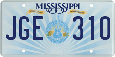 MS license plate JGE310