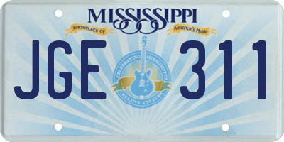 MS license plate JGE311