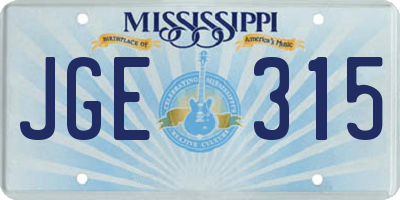 MS license plate JGE315