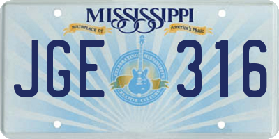 MS license plate JGE316