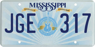 MS license plate JGE317