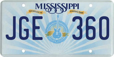 MS license plate JGE360