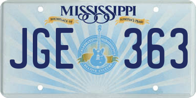 MS license plate JGE363