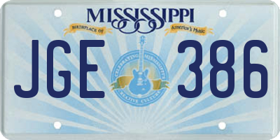 MS license plate JGE386