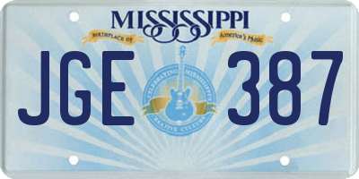MS license plate JGE387