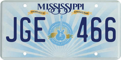 MS license plate JGE466