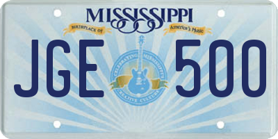 MS license plate JGE500