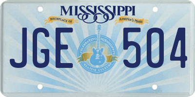 MS license plate JGE504