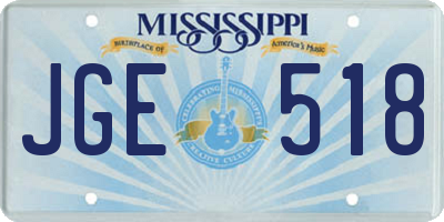 MS license plate JGE518
