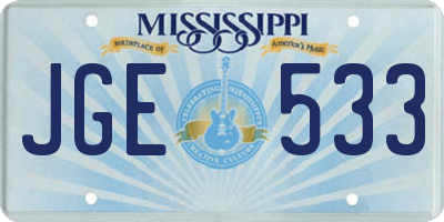 MS license plate JGE533