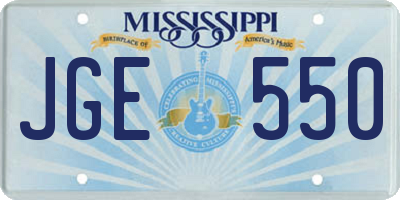 MS license plate JGE550