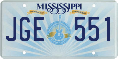 MS license plate JGE551