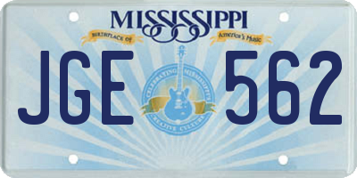 MS license plate JGE562