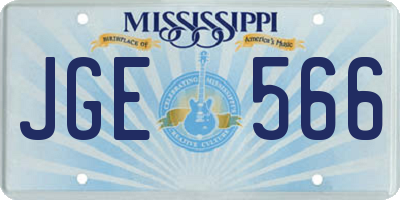 MS license plate JGE566