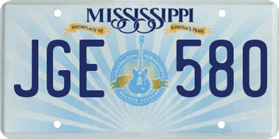 MS license plate JGE580